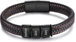 Engraved Leather Wrist Bracelet for Men - Image 2