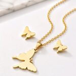 Elegant Butterfly Pendant Necklace & Earrings Set