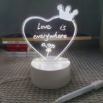 USB Acrylic Valentine’s Day Note Lamp with Pen & Light Base