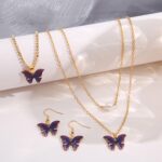 Elegant Butterfly Pendant Necklace & Earrings Set - Image 3
