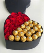Ferrero Rocher & Red Roses Heart Box – Valentine’s